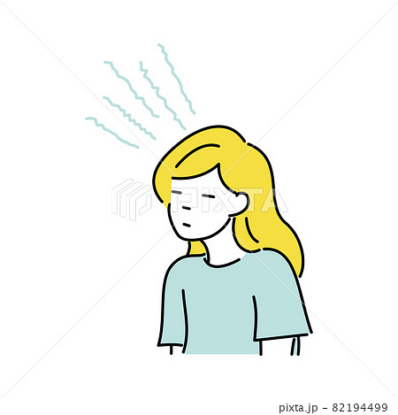頭が鈍くぼーっとしてぼんやりと具合が悪く調子が出ない様子の女性のイラスト 頭が鈍くぼーっとしてぼんやりと具合が悪く調子が出ない様子の女性のイラスト 82194499