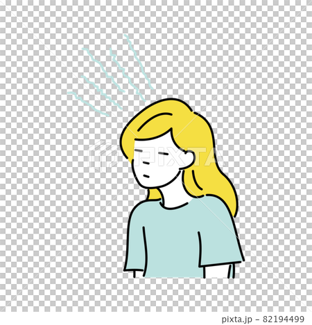 頭が鈍くぼーっとしてぼんやりと具合が悪く調子が出ない様子の女性のイラスト 頭が鈍くぼーっとしてぼんやりと具合が悪く調子が出ない様子の女性のイラスト 82194499