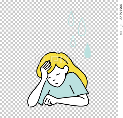 一個頭痛并感覺不舒服的女人的插圖 82194500