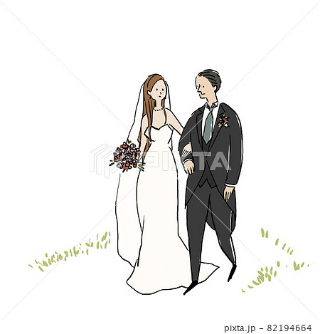 腕を組んで歩く新郎新婦、ウエディング、結婚式、B 腕を組んで歩く新郎新婦、ウエディング、結婚式、B 82194664