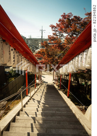 京都、松ヶ崎にある新宮神社の参道の階段と紅葉 京都、松ヶ崎にある新宮神社の参道の階段と紅葉 82194862