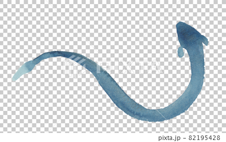墨で描いた鰻のシルエットのイラスト 82195428