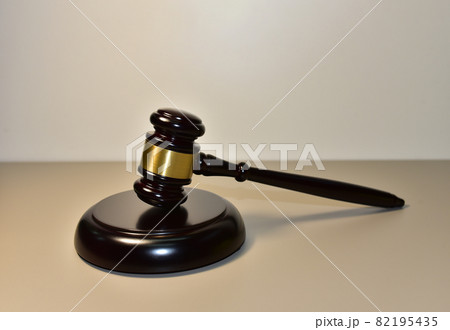Judge hammer on wooden background. Justice concept in courtroom. Mallet of judge  82195435
