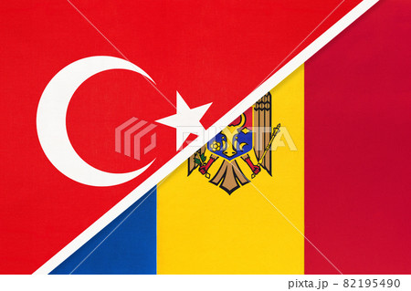 Turkey and Moldova, symbol of country. Turkish vs Moldovan national flag Turkey and Moldova, symbol of country. Turkish vs Moldovan national flag 82195490