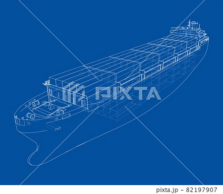 Cargo ship with containers. Vector 82197907