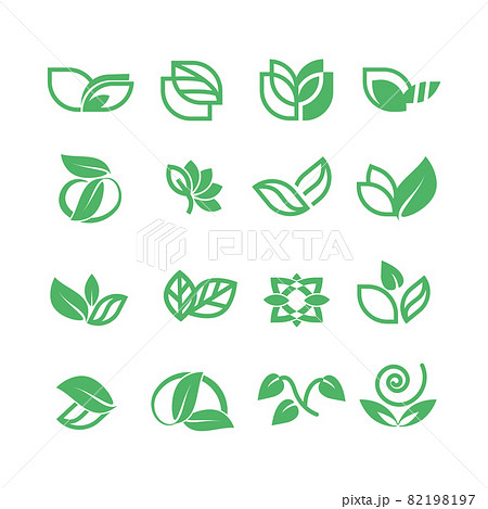 A set of icons with leaves A set of icons with leaves 82198197