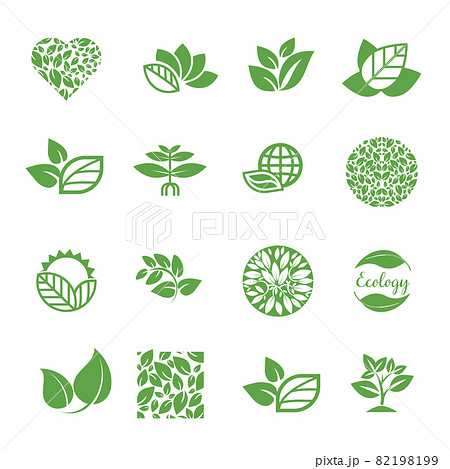 A set of icons with leaves A set of icons with leaves 82198199