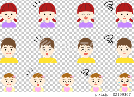 Children and baby facial expression set 82199367