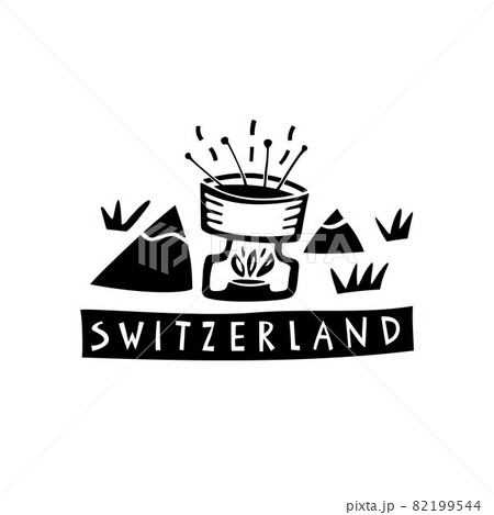 Vector hand drawn symbols of Switzerland. Travel illustration. Swiss landmark logo 82199544