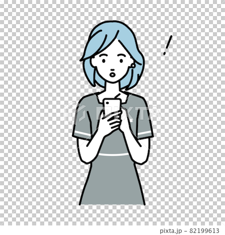 一位美學家的女士，她在站立和操作智能手機時驚訝地發現了一些東西 82199613