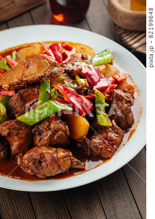 Chinese dish dapanji with stew chicken and potato Chinese dish dapanji with stew chicken and potato 82199648