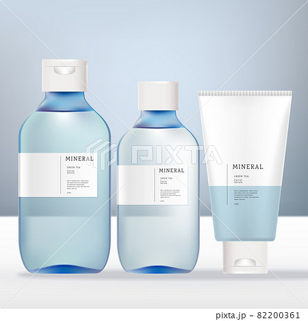 Vector Alcohol, Hair Shimmer, Fragrance, Antibacterial, Aroma Water Spray or Pump Bottle and Hand Cream Packaging. Transparent Light Blue and White 82200361