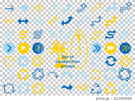 箭頭圖標設置夏季顏色矢量插圖素材 82200999