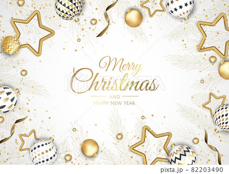 Christmas and New Year background. Bright Winter holiday composition. Greeting card, banner, poster Christmas and New Year background. Bright Winter holiday composition. Greeting card, banner, poster 82203490