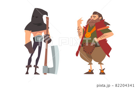 Medieval Merchant and Executor with Axe Vector Set Medieval Merchant and Executor with Axe Vector Set 82204341