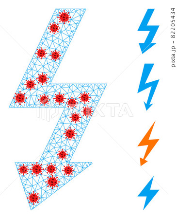 Polygonal Network High Voltage Icon with Pathogen Centers Polygonal Network High Voltage Icon with Pathogen Centers 82205434