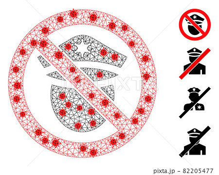 Polygonal Network Forbid Police Cop Icon with Virus Items 82205477