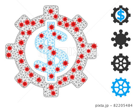 Polygonal Wire Frame Financial Options Icon with Coronavirus Centers 82205484
