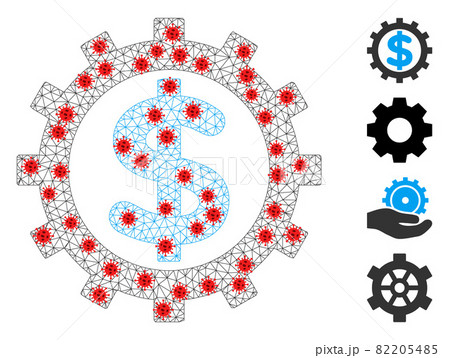 Polygonal Carcass Financial Industry Icon with Covid Items 82205485