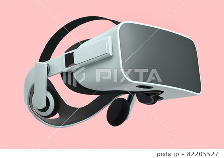 Virtual white reality glasses isolated on pink background. 3d rendering 82205527