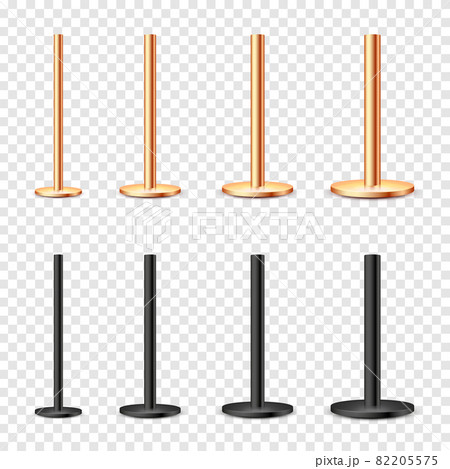 Realistic metal poles collection isolated on transparent background. Glossy bronze and steel pipes 82205575