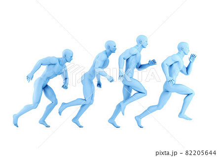 Running athletes. 3d illustration. Isolated. Contains clipping path Running athletes. 3d illustration. Isolated. Contains clipping path 82205644