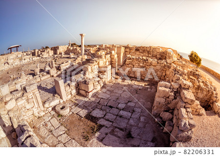 The Episcopal Precinct of Kourion illuminated by the last sunlight. Limassol District, Cyprus The Episcopal Precinct of Kourion illuminated by the last sunlight. Limassol District, Cyprus 82206331