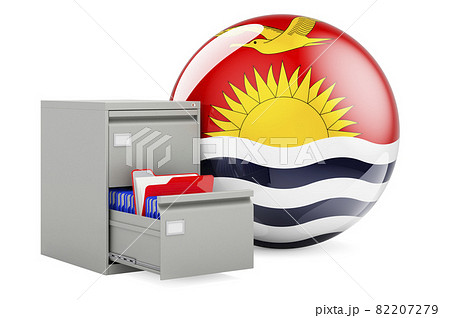 Database in Kiribati, concept. Folders in filing cabinet with Kiribatian flag, 3D rendering 82207279