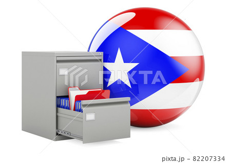 Database in Puerto Rico, concept. Folders in filing cabinet with Puerto Rican flag, 3D rendering Database in Puerto Rico, concept. Folders in filing cabinet with Puerto Rican flag, 3D rendering 82207334
