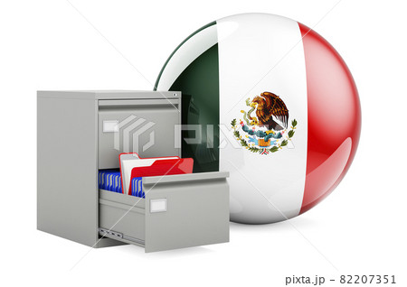 Database in Mexico, concept. Folders in filing cabinet with Mexican flag, 3D rendering Database in Mexico, concept. Folders in filing cabinet with Mexican flag, 3D rendering 82207351