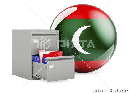 Database in Maldives, concept. Folders in filing cabinet with Maldivian flag, 3D rendering Database in Maldives, concept. Folders in filing cabinet with Maldivian flag, 3D rendering 82207353