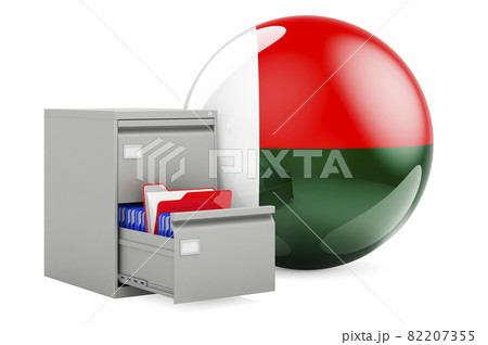 Database in Madagascar, concept. Folders in filing cabinet with Madagascar flag, 3D rendering Database in Madagascar, concept. Folders in filing cabinet with Madagascar flag, 3D rendering 82207355