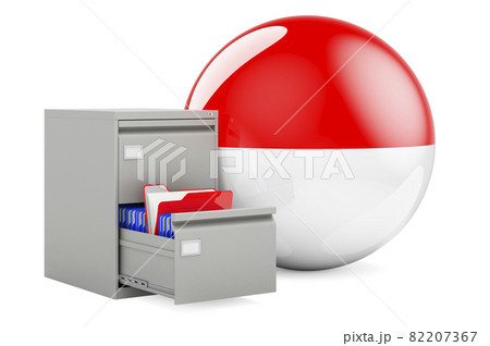 Database in Indonesia, concept. Folders in filing cabinet with Indonesian flag, 3D rendering Database in Indonesia, concept. Folders in filing cabinet with Indonesian flag, 3D rendering 82207367