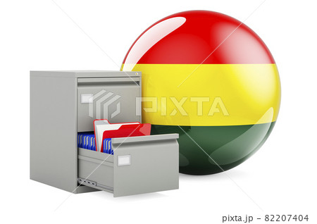 Database in Bolivia, concept. Folders in filing cabinet with Bolivian flag, 3D rendering Database in Bolivia, concept. Folders in filing cabinet with Bolivian flag, 3D rendering 82207404