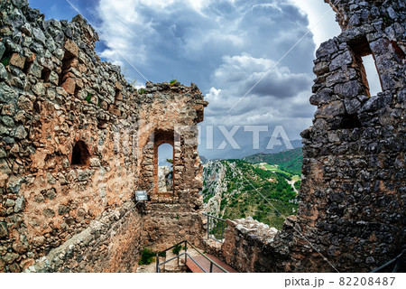 Ruins of medieval Saint Hilarion castle. Kyrenia District, Cyprus 82208487