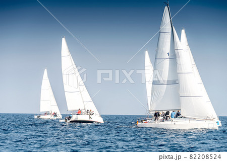 Sailing regatta in Mediterranean sea 82208524