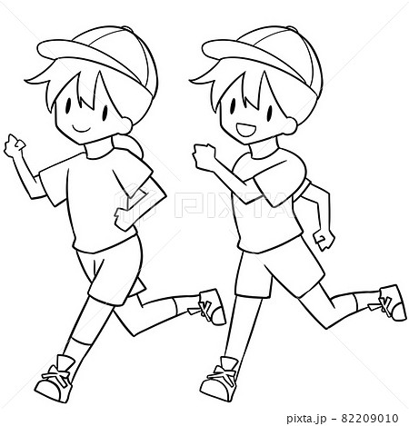 体育をする小学生(白抜き) 体育をする小学生(白抜き) 82209010