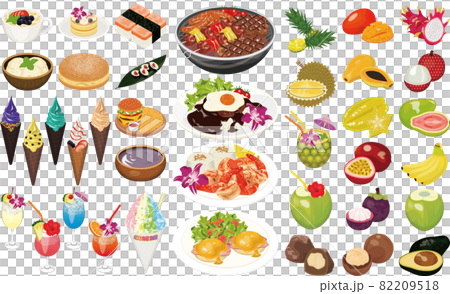 夏威夷人氣美食特產插畫① 夏威夷人氣美食特產插畫① 82209518