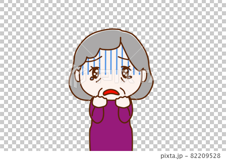 ＜上半身・正面＞真っ青になって許してとお願いする高齢の女性 82209528