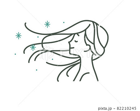 髪がなびいてる女性 2色のイラスト素材