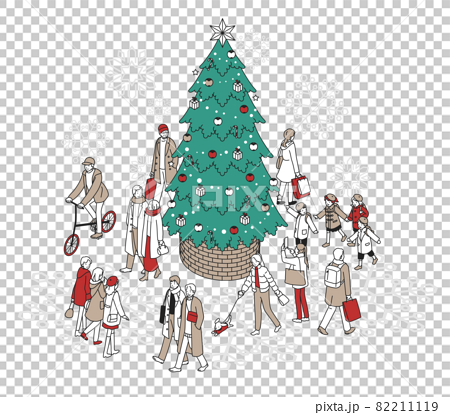 クリスマスイメージ　（クリスマスツリーと人々） 82211119