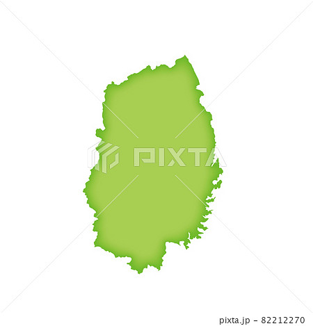 岩手県の地図 緑色の都道府県単位の地図のイラスト 地図シルエットのイラスト素材