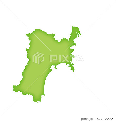 宮城県の地図 緑色の都道府県単位の地図のイラスト 地図シルエットのイラスト素材