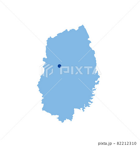 岩手県の地図 県庁所在地マーク 都道府県単位の地図のイラスト 地図シルエットのイラスト素材