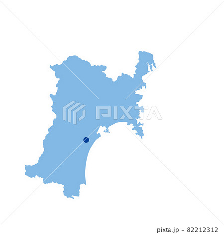 宮城県の地図 県庁所在地マーク 都道府県単位の地図のイラスト 地図シルエットのイラスト素材