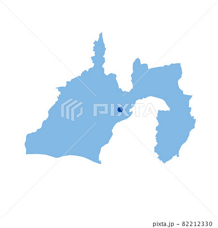 静岡県の地図 県庁所在地マーク 都道府県単位の地図のイラスト 地図シルエットのイラスト素材