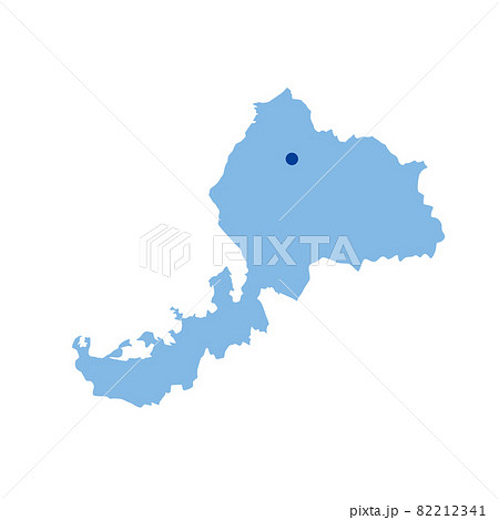 福井県の地図 県庁所在地マーク 都道府県単位の地図のイラスト 地図シルエットのイラスト素材