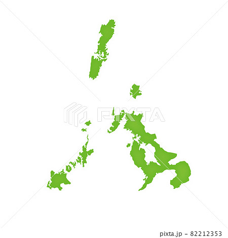 長崎県の地図 緑色の都道府県単位の地図のイラスト 地図シルエットのイラスト素材