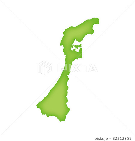 石川県の地図 緑色の都道府県単位の地図のイラスト 地図シルエットのイラスト素材