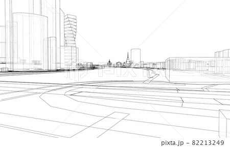Vector lines buildings and city roads, town design 82213249